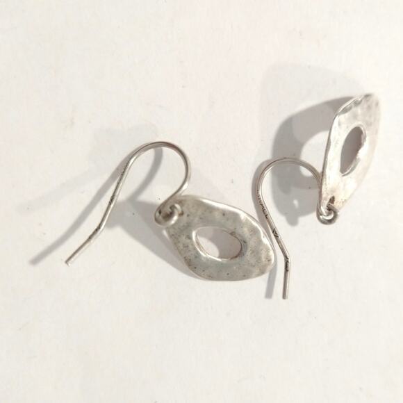 Israel 925 Sterling Silver Brutalist Dangle Drop Earrings Hook Signed Lot - Picture 4 of 9